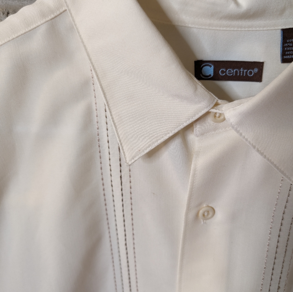 NWT cream bowling shirt - contrasting slim stripes